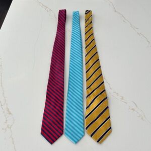 Striped Men's Tie Set - Red, Blue, and Gold